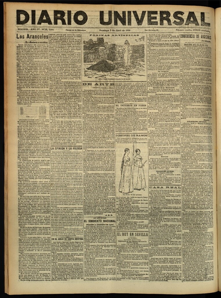 Miniatura de Diario Universal del 8 de abril de 1906, edición de tarde