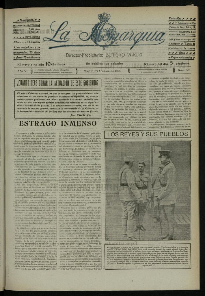 Miniatura de La Monarquía del 13 de abril de 1918, nº 371