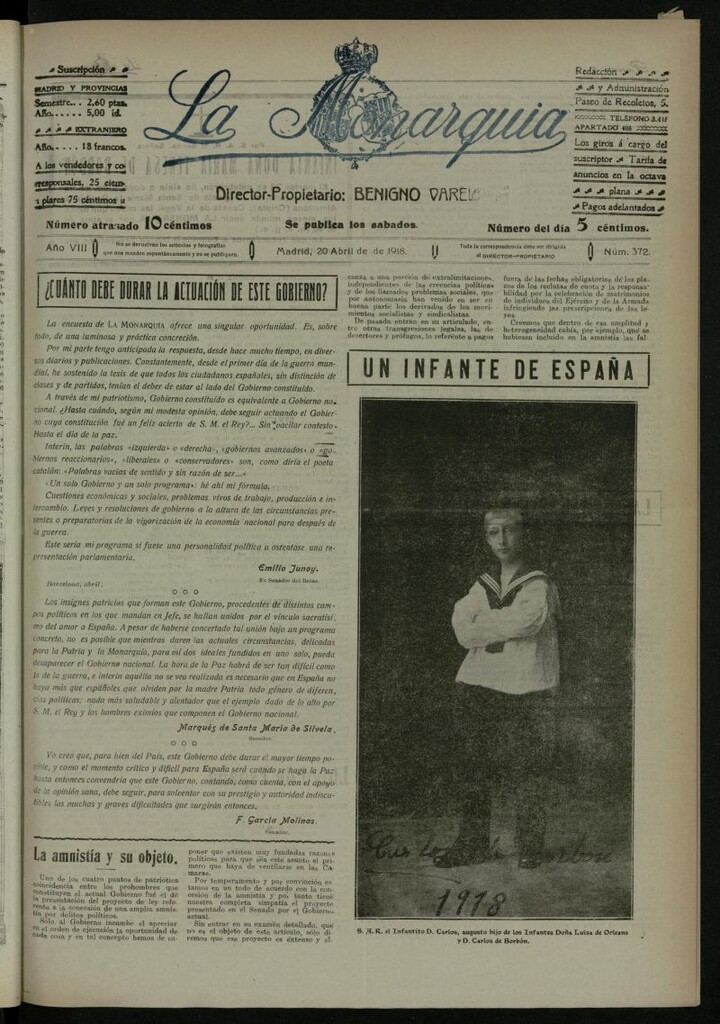 Miniatura de La Monarquía del 20 de abril de 1918, nº 372