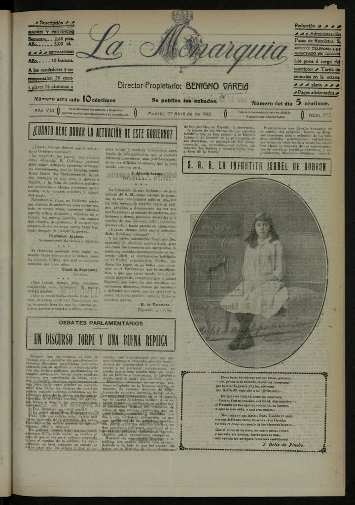 Miniatura de La Monarquía del 27 de abril de 1918, nº 373