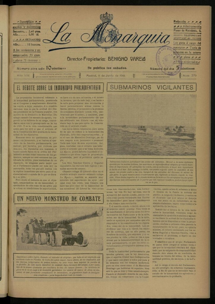 Miniatura de La Monarquía del 8 de junio de 1918, nº 379