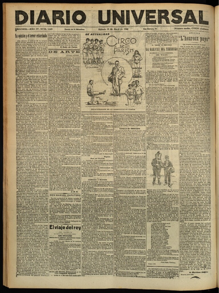 Miniatura de Diario Universal del 14 de abril de 1906, edición de tarde