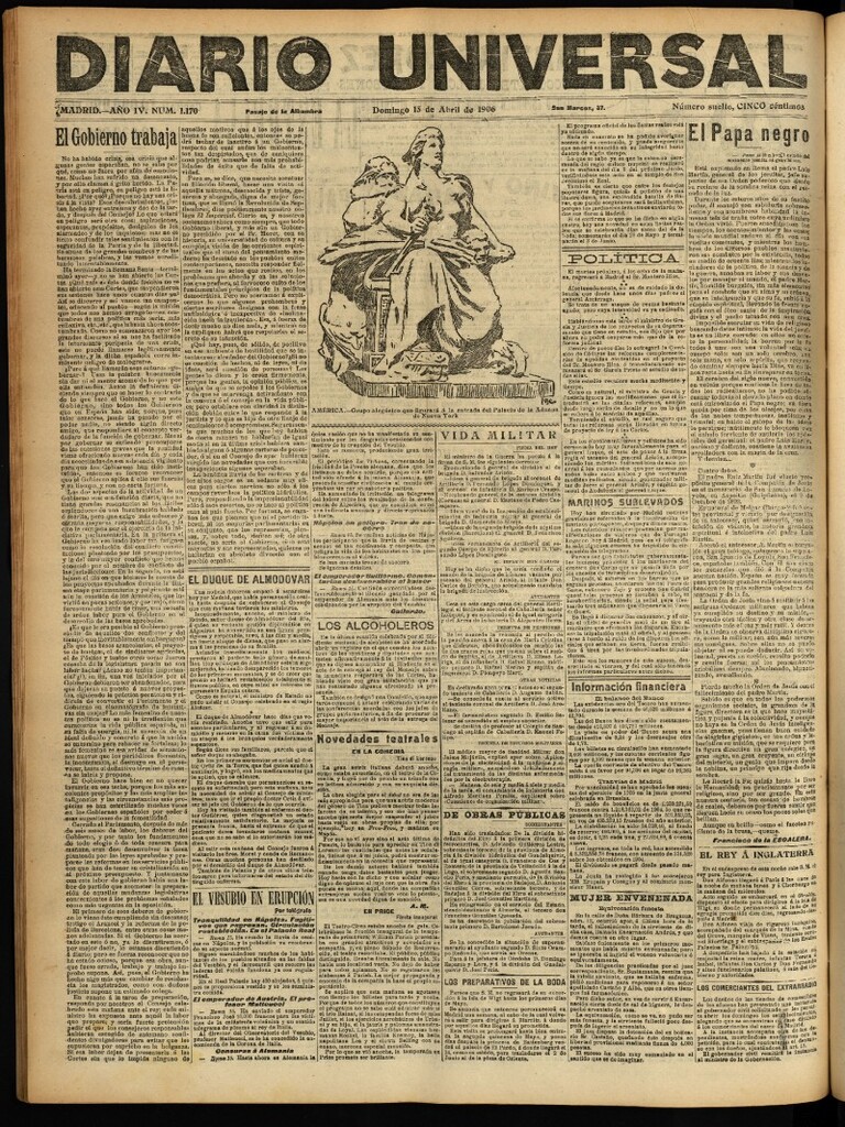 Miniatura de Diario Universal del 15 de abril de 1906, edición de noche