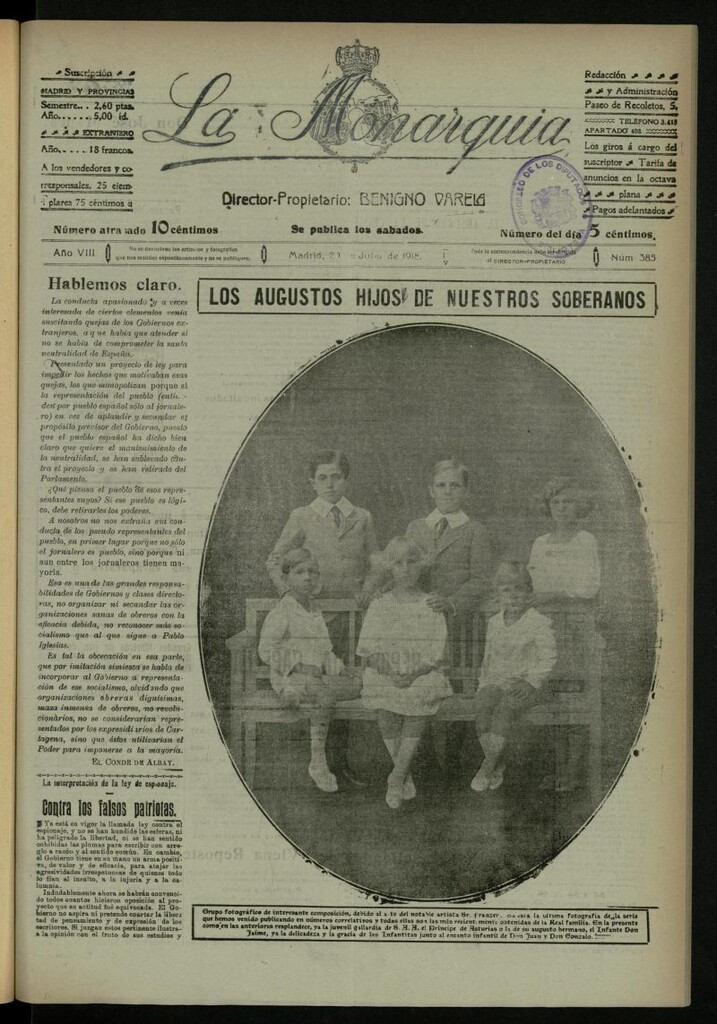 Miniatura de La Monarquía del 20 de julio de 1918, nº 385