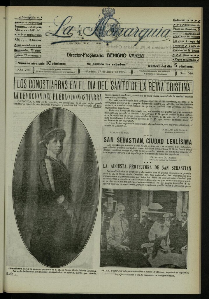 Miniatura de La Monarquía del 27 de julio de 1918, nº 386
