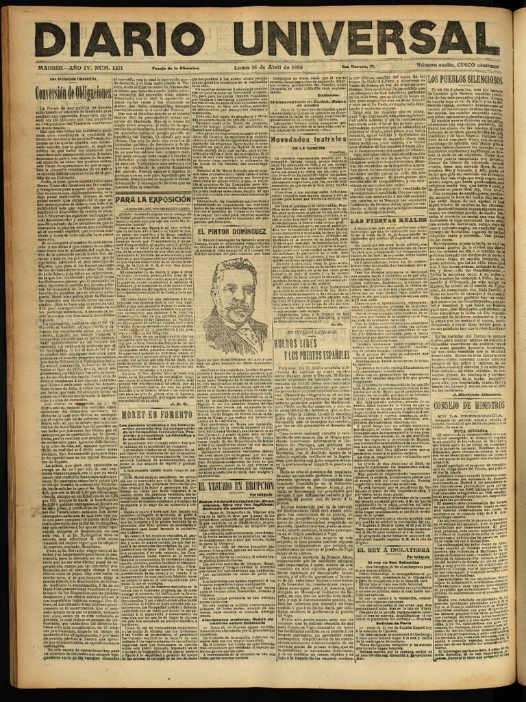 Miniatura de Diario Universal del 16 de abril de 1906, edición de noche