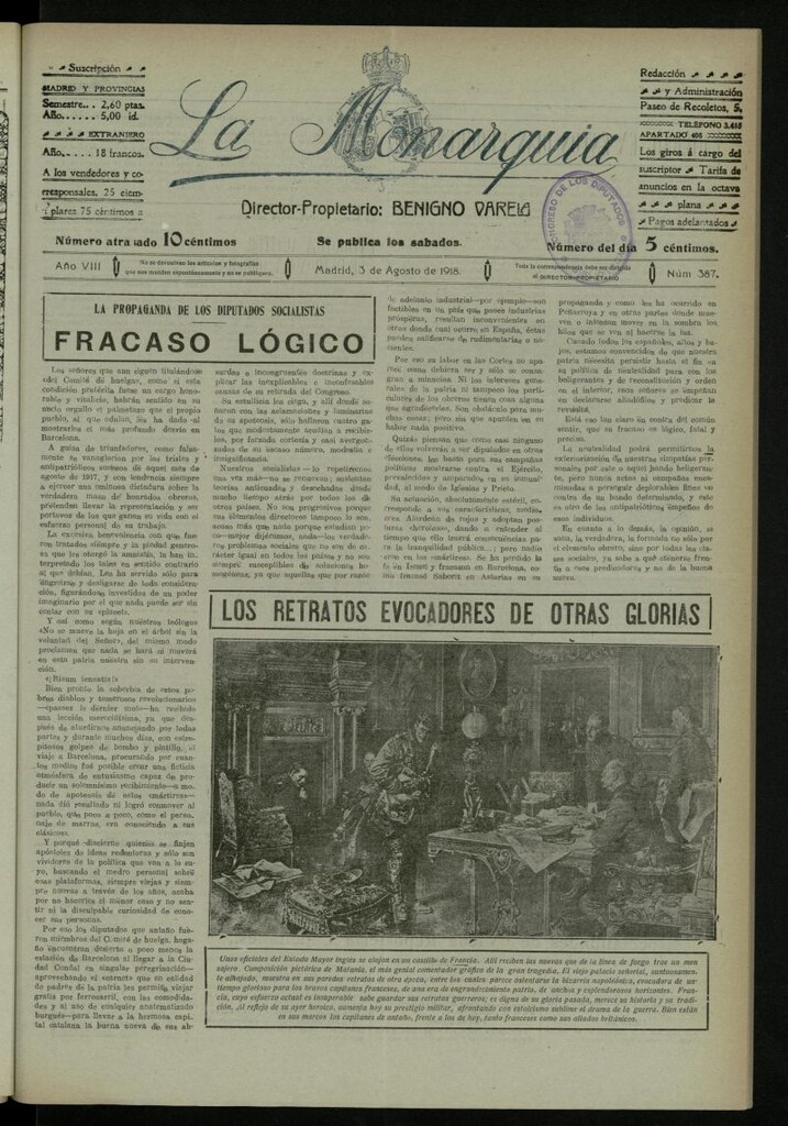 Miniatura de La Monarquía del 3 de agosto de 1918, nº 387