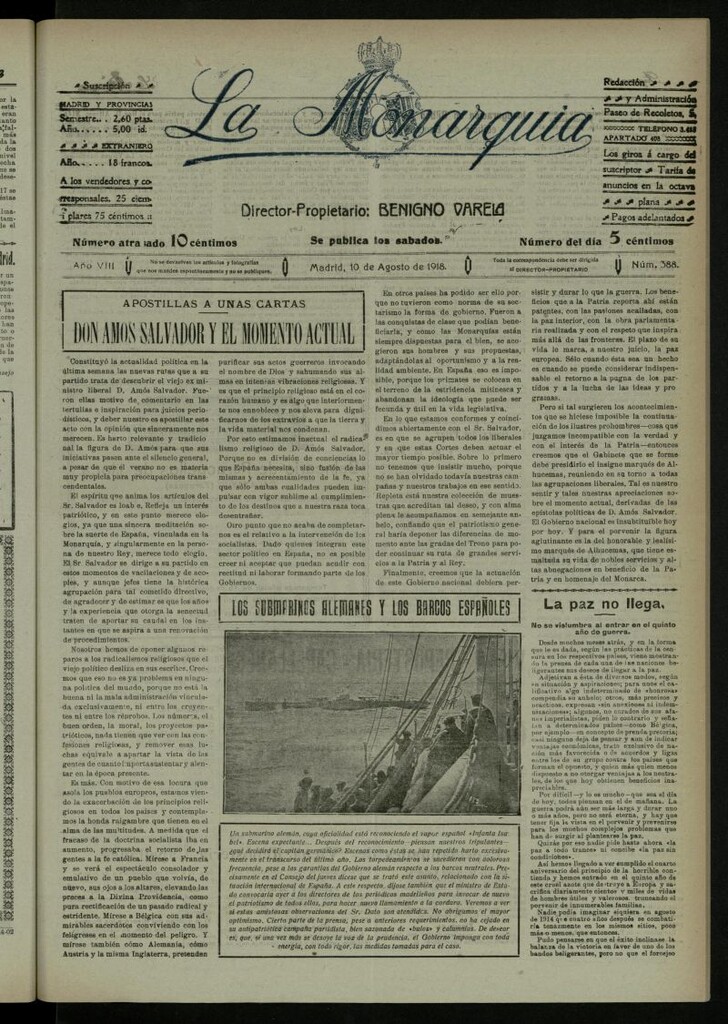 Miniatura de La Monarquía del 10 de agosto de 1918, nº 388
