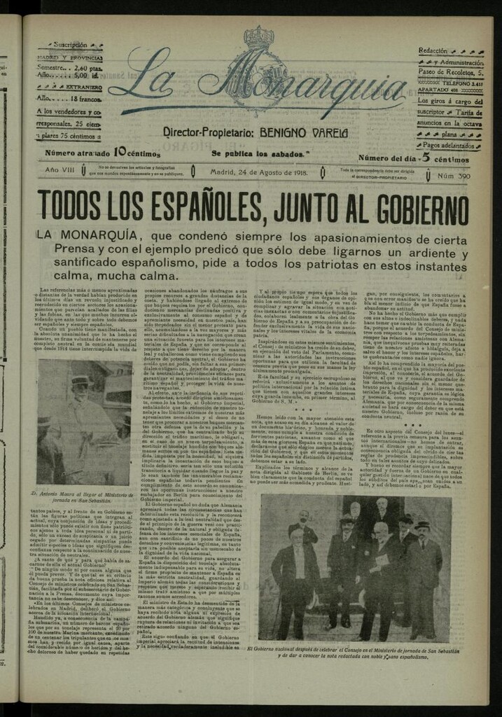 Miniatura de La Monarquía del 24 de agosto de 1918, nº 390