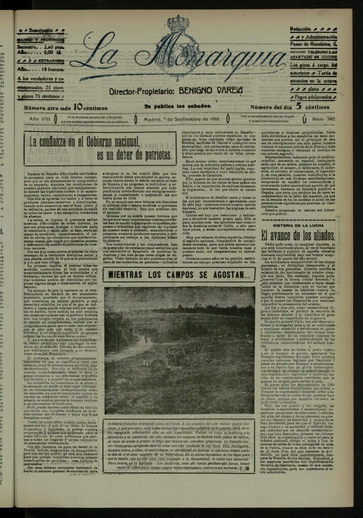 Miniatura de La Monarquía del 7 de septiembre de 1918, nº 392