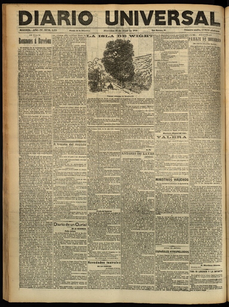 Miniatura de Diario Universal del 18 de abril de 1906, edición de tarde