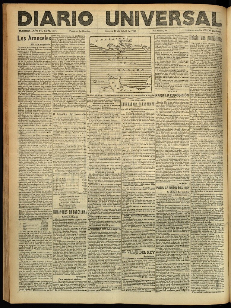 Miniatura de Diario Universal del 19 de abril de 1906, edición de tarde