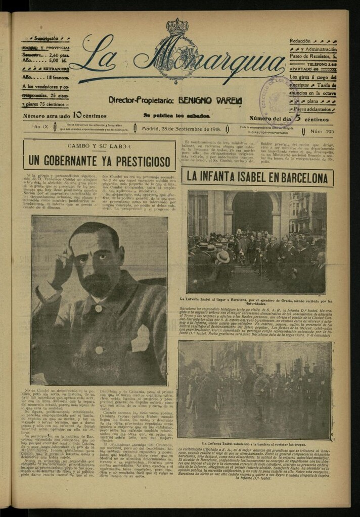 Miniatura de La Monarquía del 28 de septiembre de 1918, nº 395