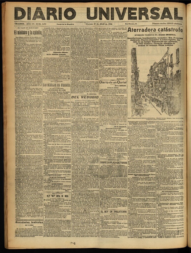 Miniatura de Diario Universal del 20 de abril de 1906, edición de noche