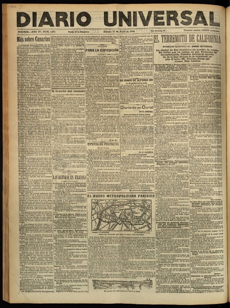 Miniatura de Diario Universal del 21 de abril de 1906, edición de tarde