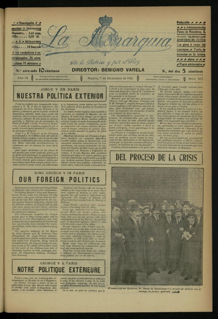 Miniatura de La Monarquía del 7 de diciembre de 1918, nº 405