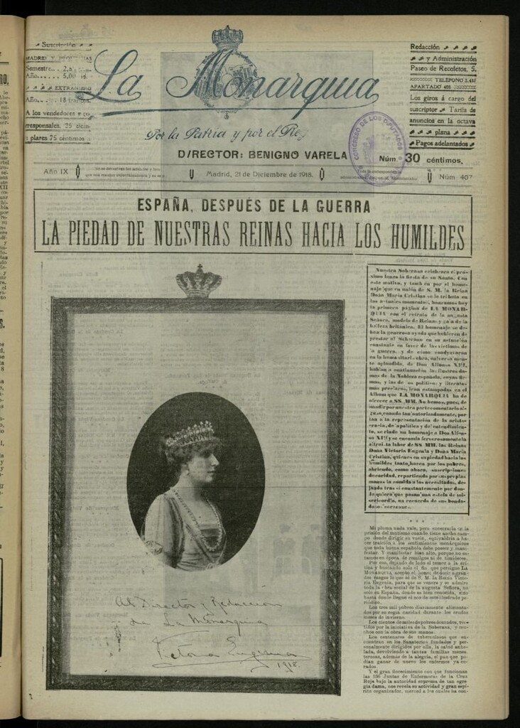 Miniatura de La Monarquía del 21 de diciembre de 1918, nº 407