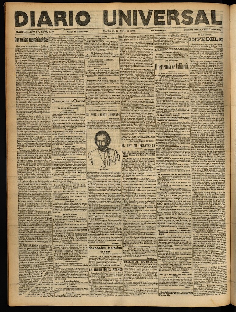 Miniatura de Diario Universal del 24 de abril de 1906, edición de noche