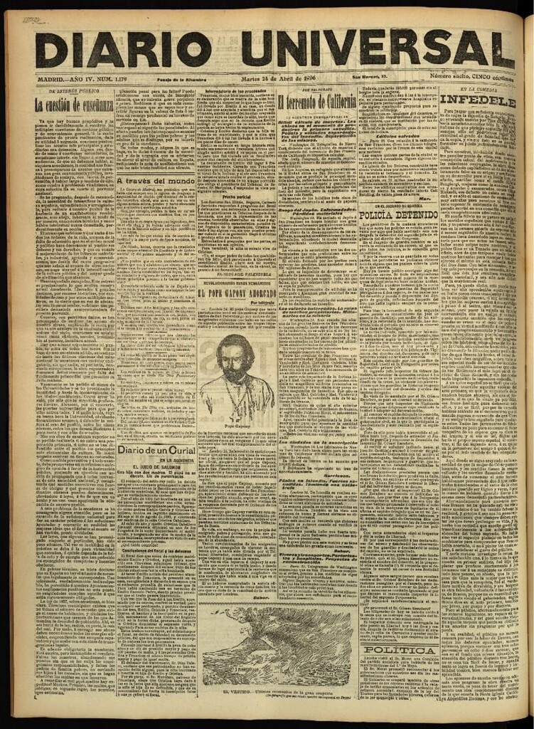 Miniatura de Diario Universal del 24 de abril de 1906, edición de tarde