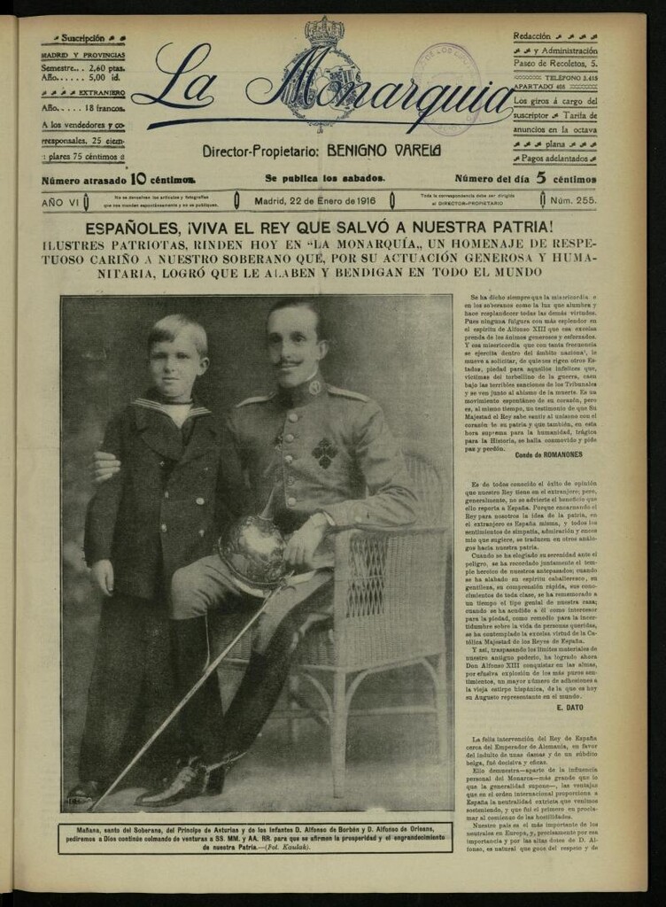 Miniatura de La Monarquía del 22 de enero de 1916, nº 255