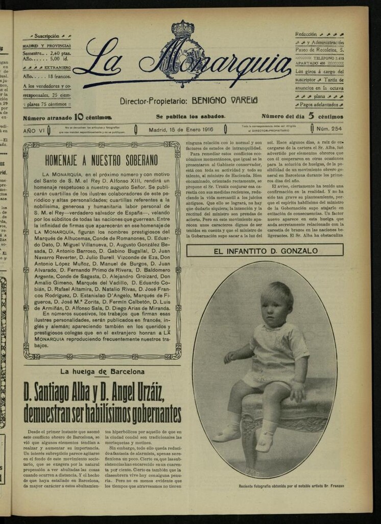 Miniatura de La Monarquía del 15 de enero de 1916, nº 254