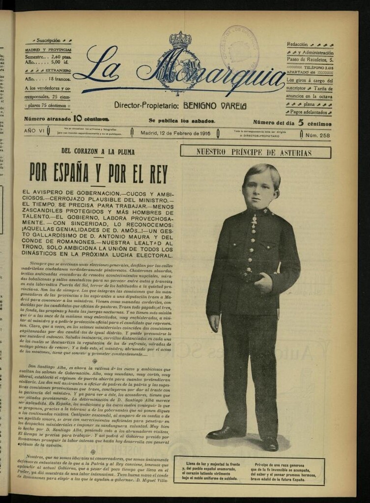 Miniatura de La Monarquía del 12 de febrero de 1916, nº 258