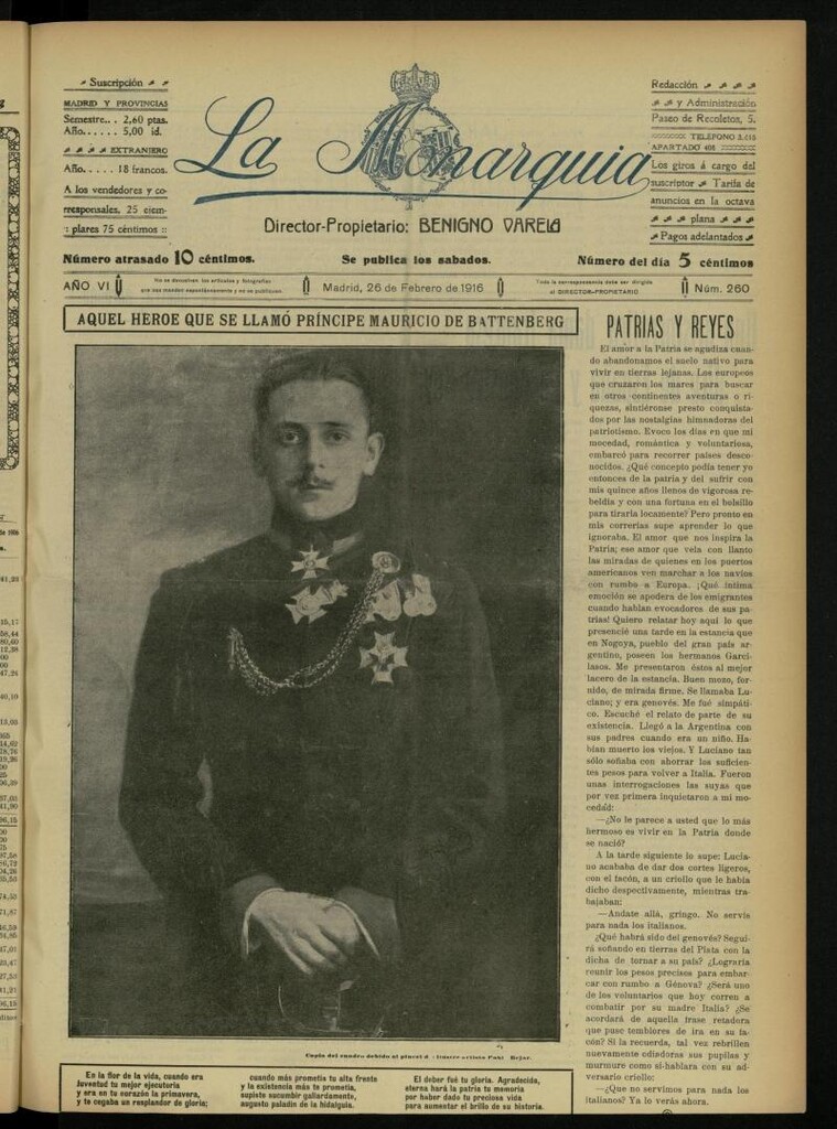 Miniatura de La Monarquía del 26 de febrero de 1916, nº 260