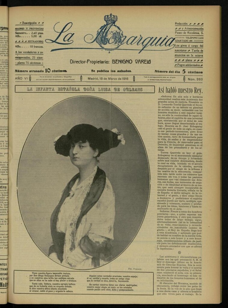 Miniatura de La Monarquía del 18 de marzo de 1916, nº 263