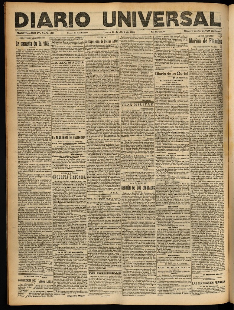 Miniatura de Diario Universal del 26 de abril de 1906, edición de noche