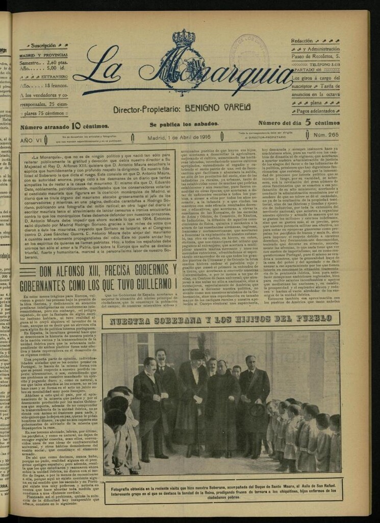 Miniatura de La Monarquía del 1 de abril de 1916, nº 265