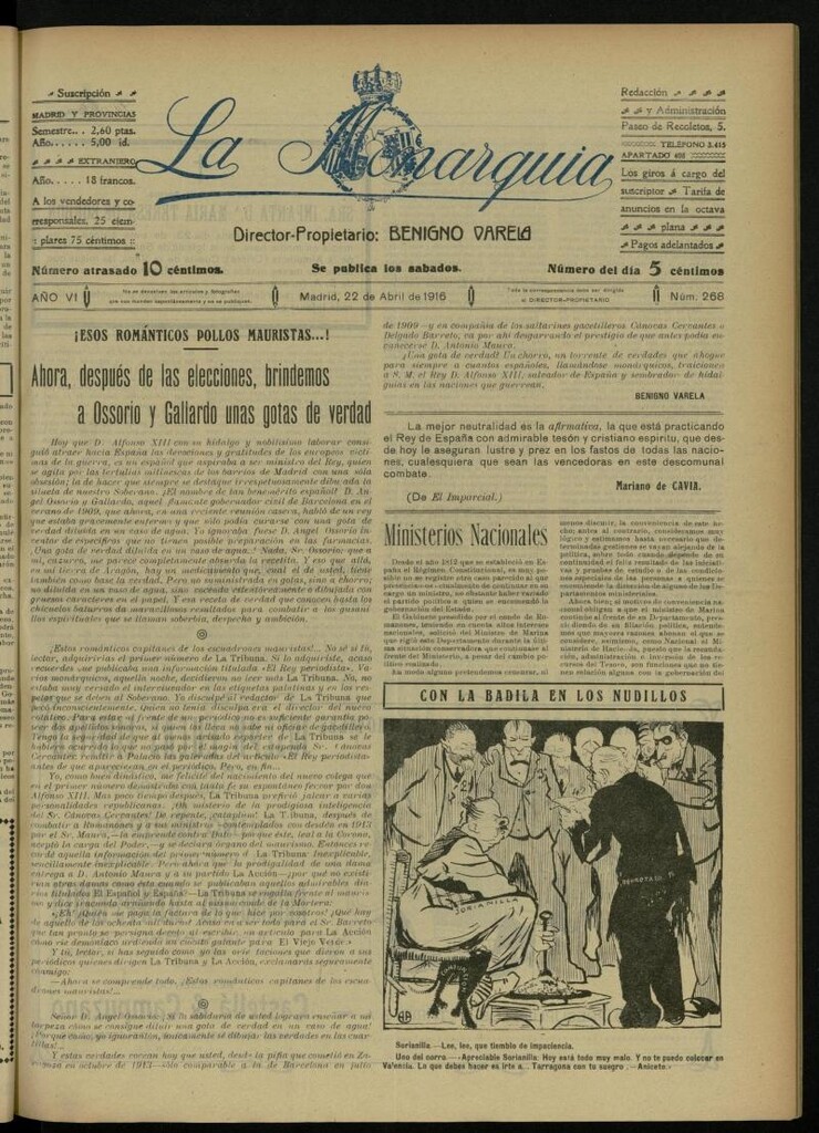 Miniatura de La Monarquía del 22 de abril de 1916, nº 268