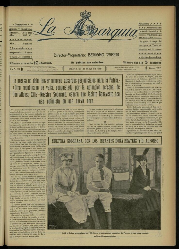 Miniatura de La Monarquía del 27 de mayo de 1916, nº 273