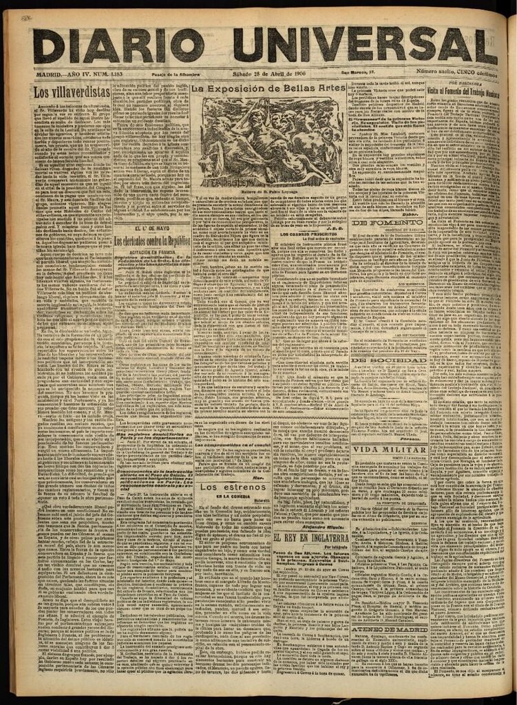 Miniatura de Diario Universal del 28 de abril de 1906, edición de tarde