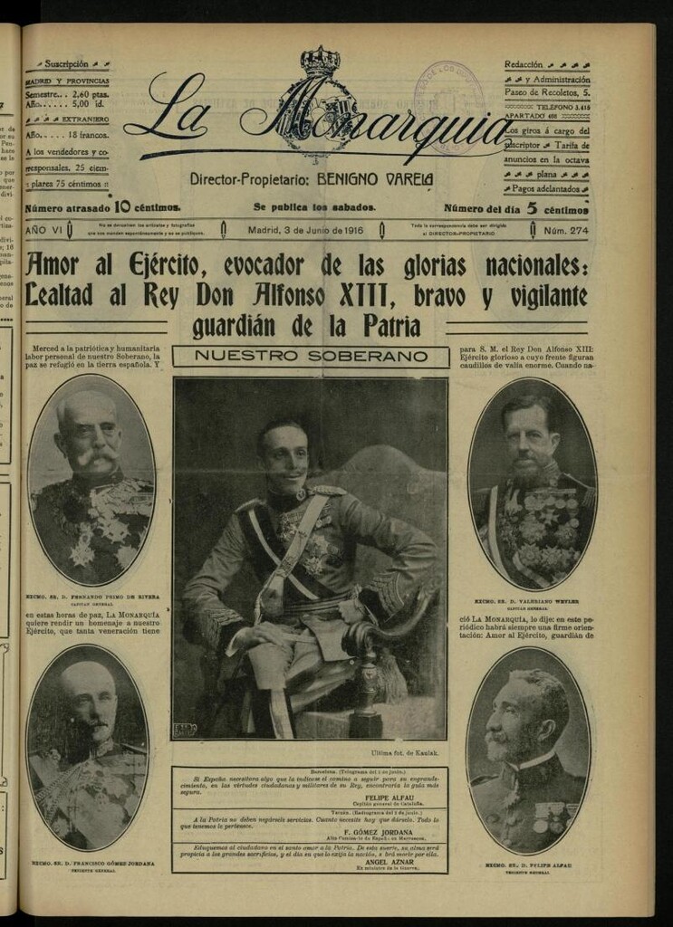 Miniatura de La Monarquía del 3 de junio de 1916, nº 274
