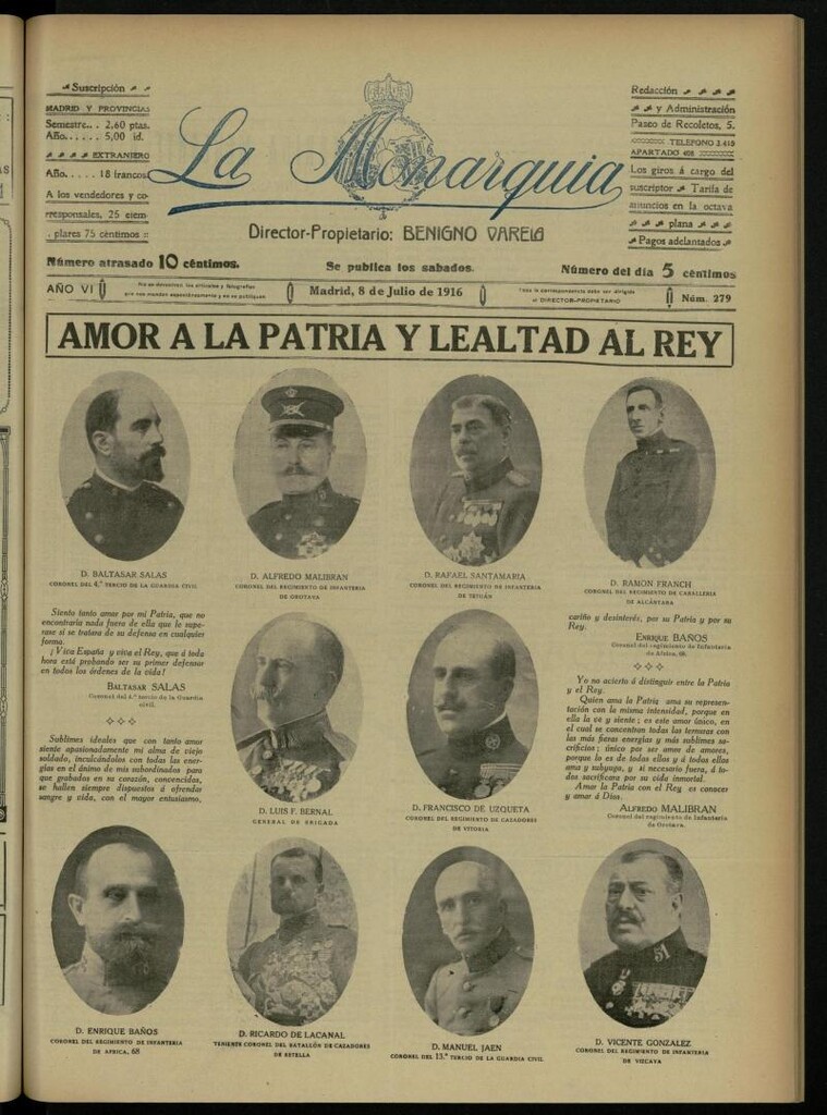 Miniatura de La Monarquía del 8 de julio de 1916, nº 279