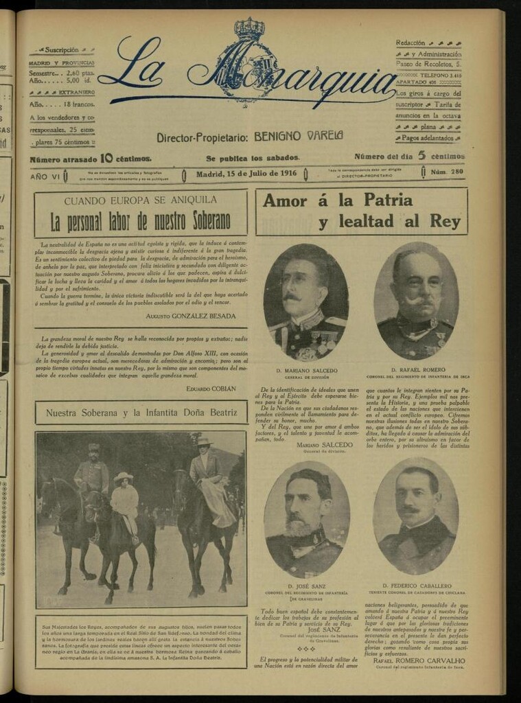 Miniatura de La Monarquía del 15 de julio de 1916, nº 280