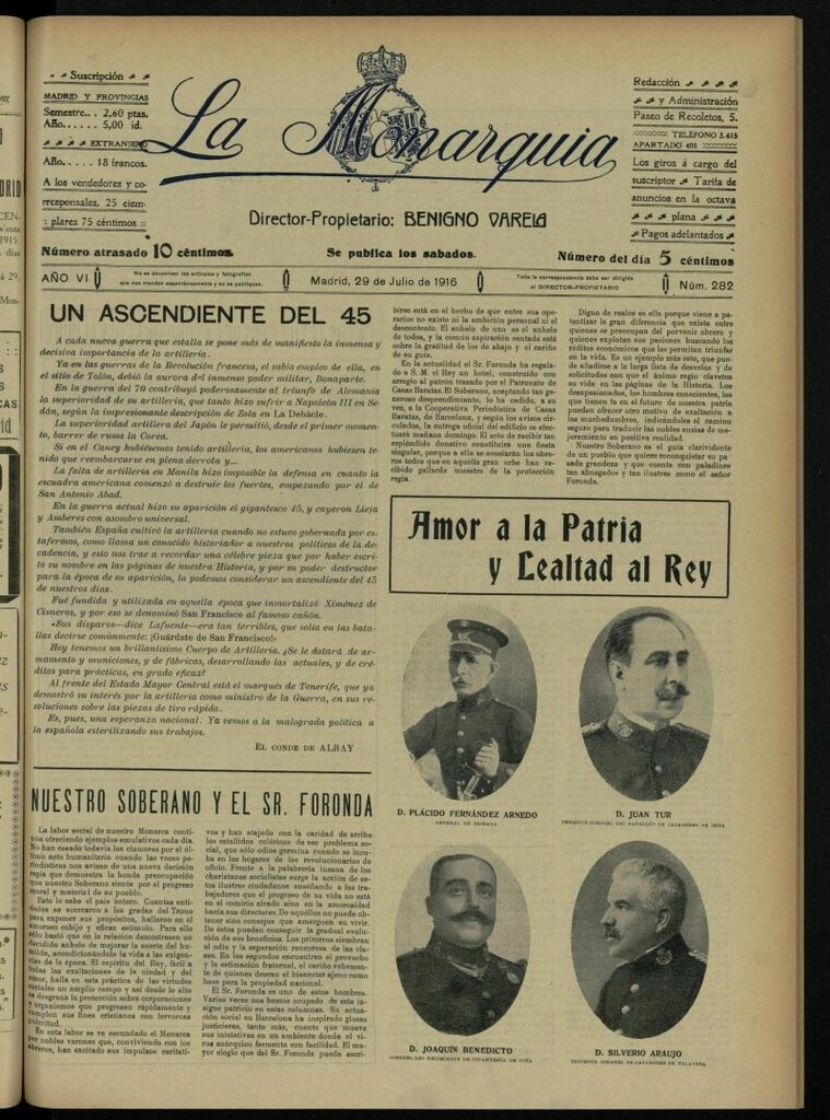 Miniatura de La Monarquía del 29 de julio de 1916, nº 282