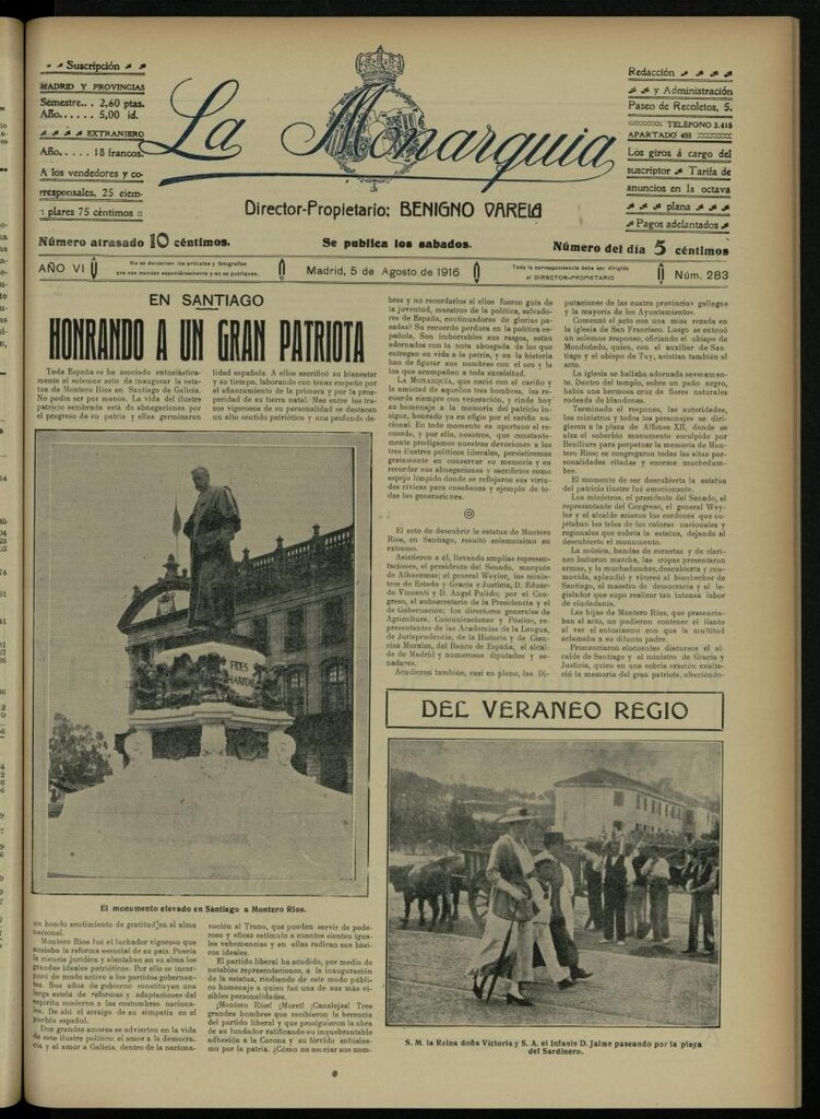Miniatura de La Monarquía del 5 de agosto de 1916, nº 283