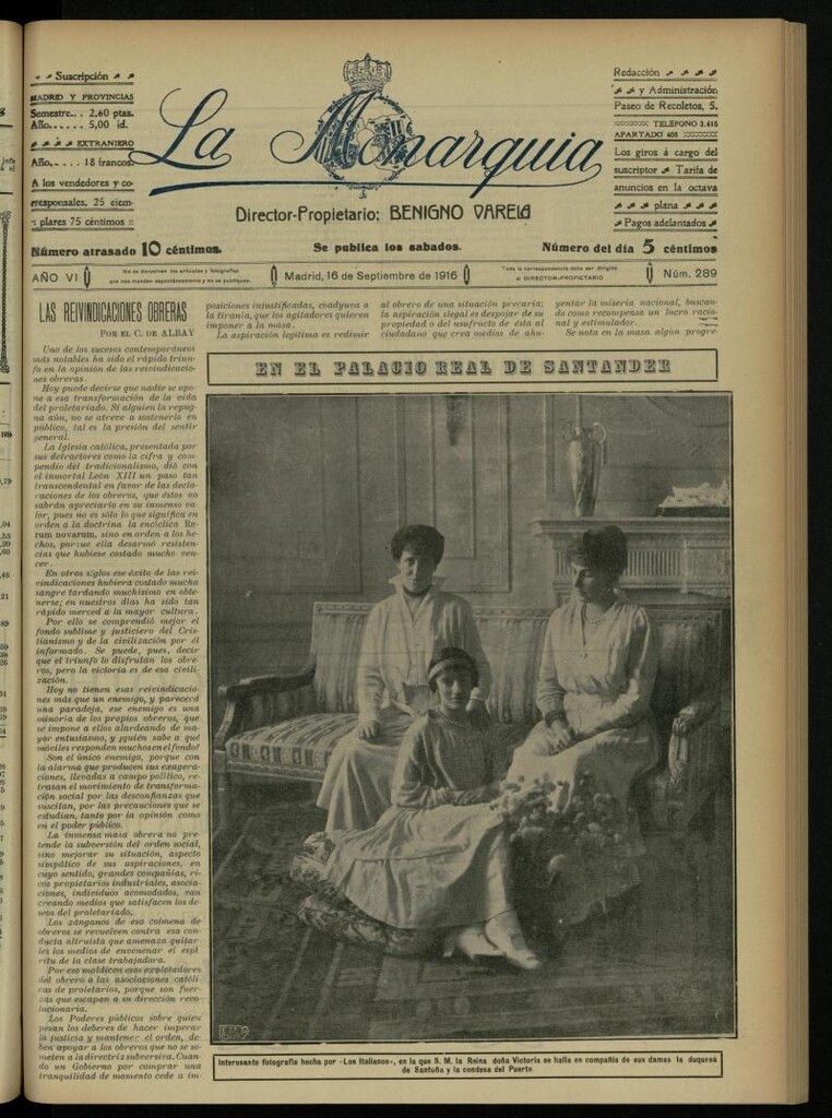Miniatura de La Monarquía del 16 de septiembre de 1916, nº 289