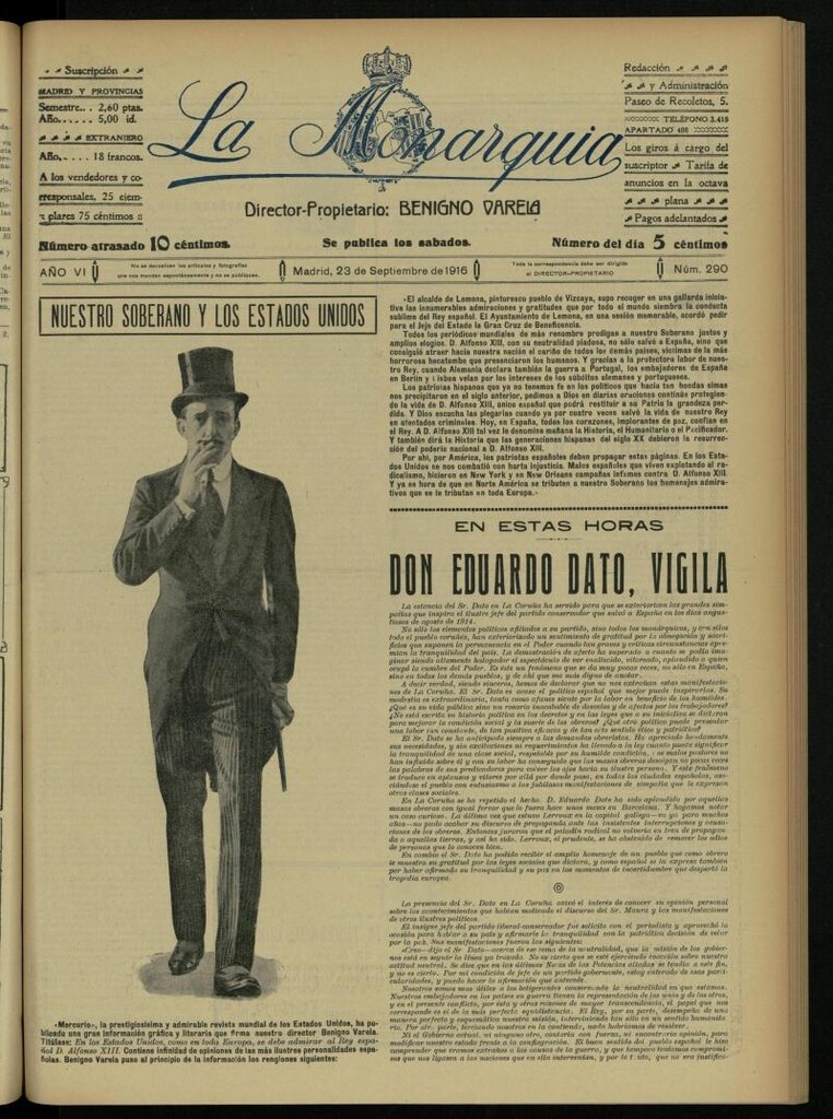 Miniatura de La Monarquía del 23 de septiembre de 1916, nº 290