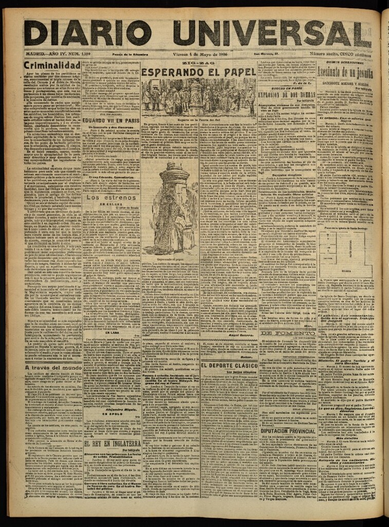 Miniatura de Diario Universal del 4 de mayo de 1906, edición de tarde
