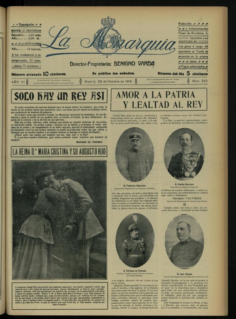 Miniatura de La Monarquía del 28 de octubre de 1916, nº 295