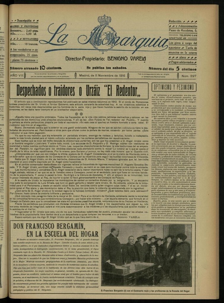 Miniatura de La Monarquía del 11 de noviembre de 1916, nº 297