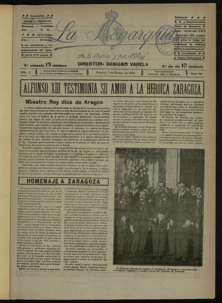 Miniatura de La Monarquía del 3 de enero de 1920, nº 461