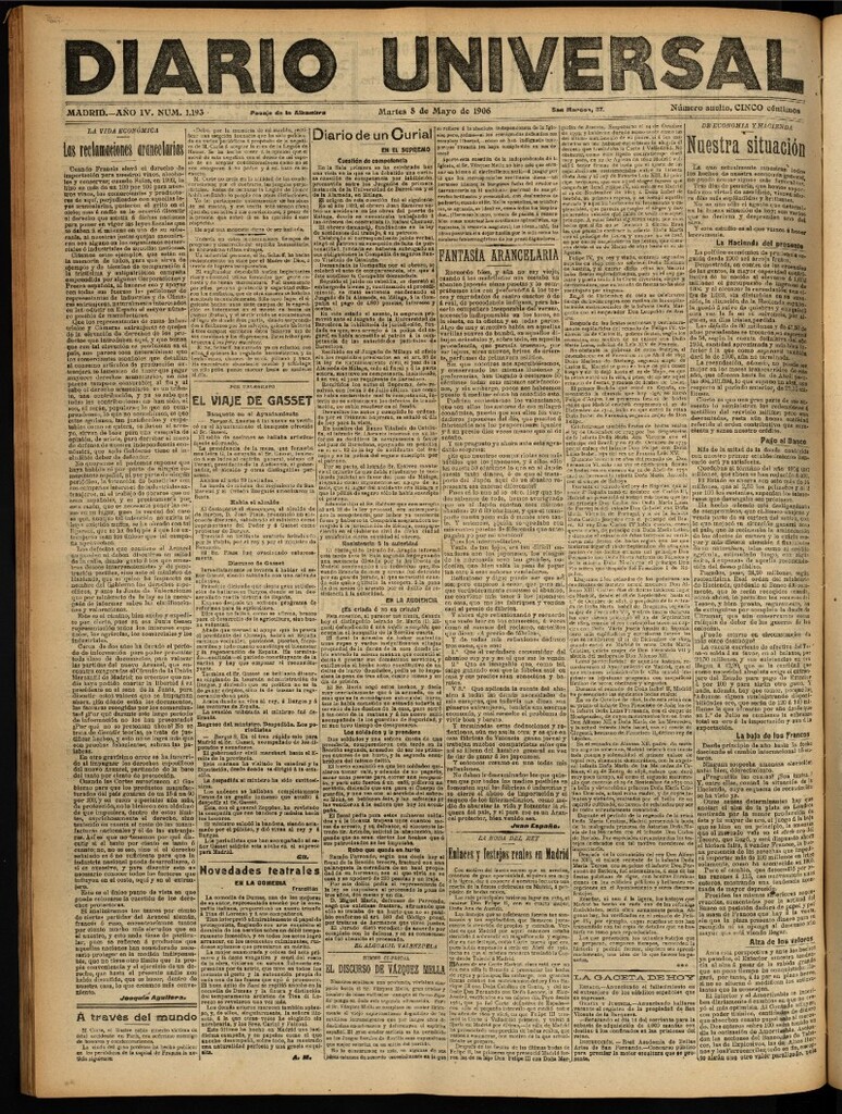 Miniatura de Diario Universal del 8 de mayo de 1906, edición de noche