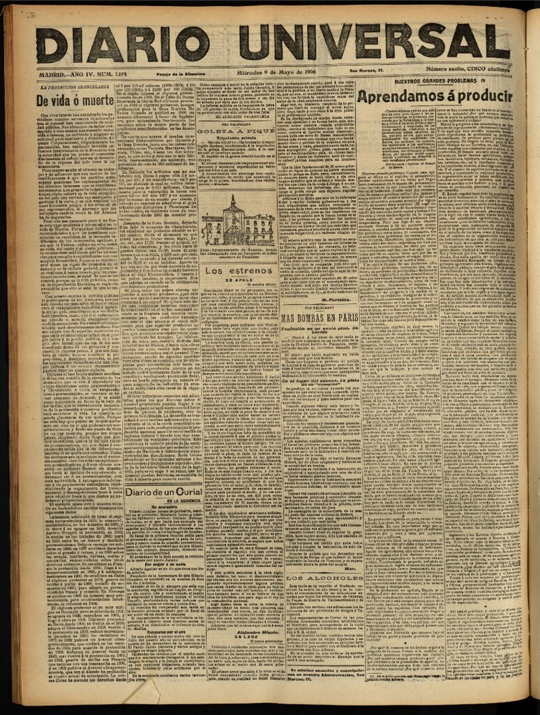 Miniatura de Diario Universal del 9 de mayo de 1906, edición de noche