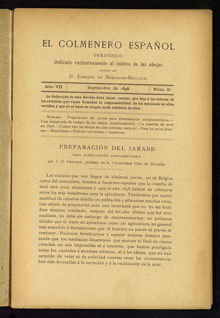 Miniatura de El Colmenero Español de septiembre de 1898