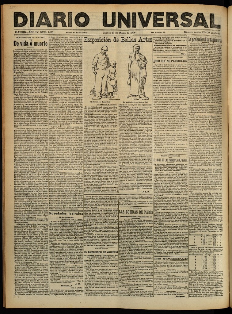 Miniatura de Diario Universal del 10 de mayo de 1906, edición de tarde