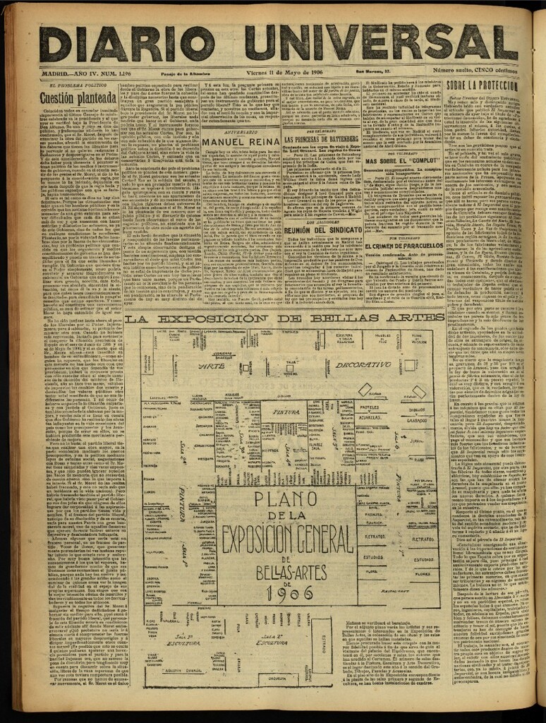 Miniatura de Diario Universal del 11 de mayo de 1906, edición de noche