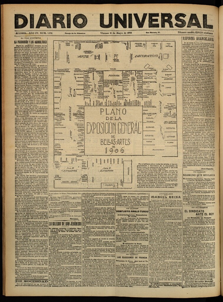 Miniatura de Diario Universal del 11 de mayo de 1906, edición de tarde